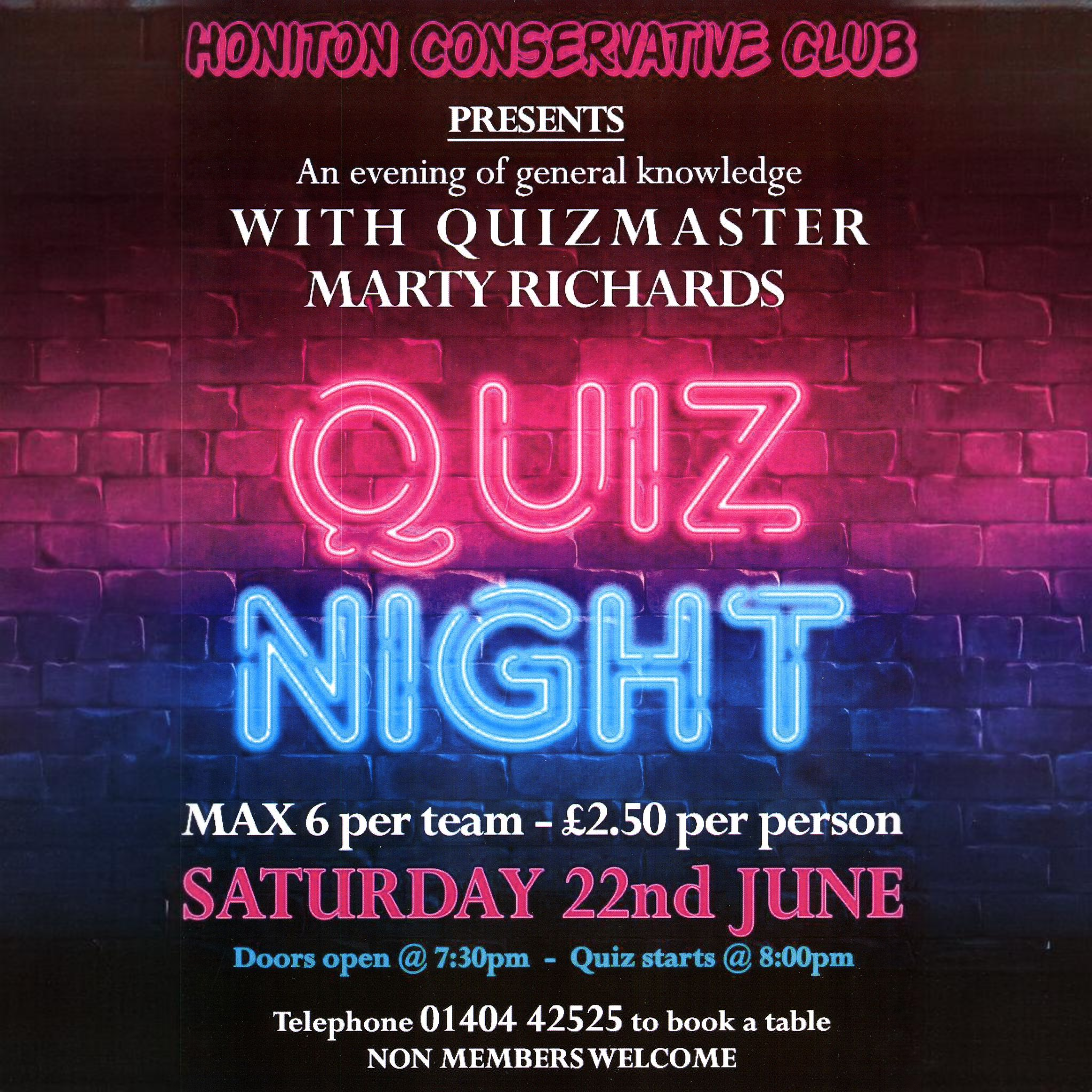 Quiz Night with Quizmaster Marty Richards